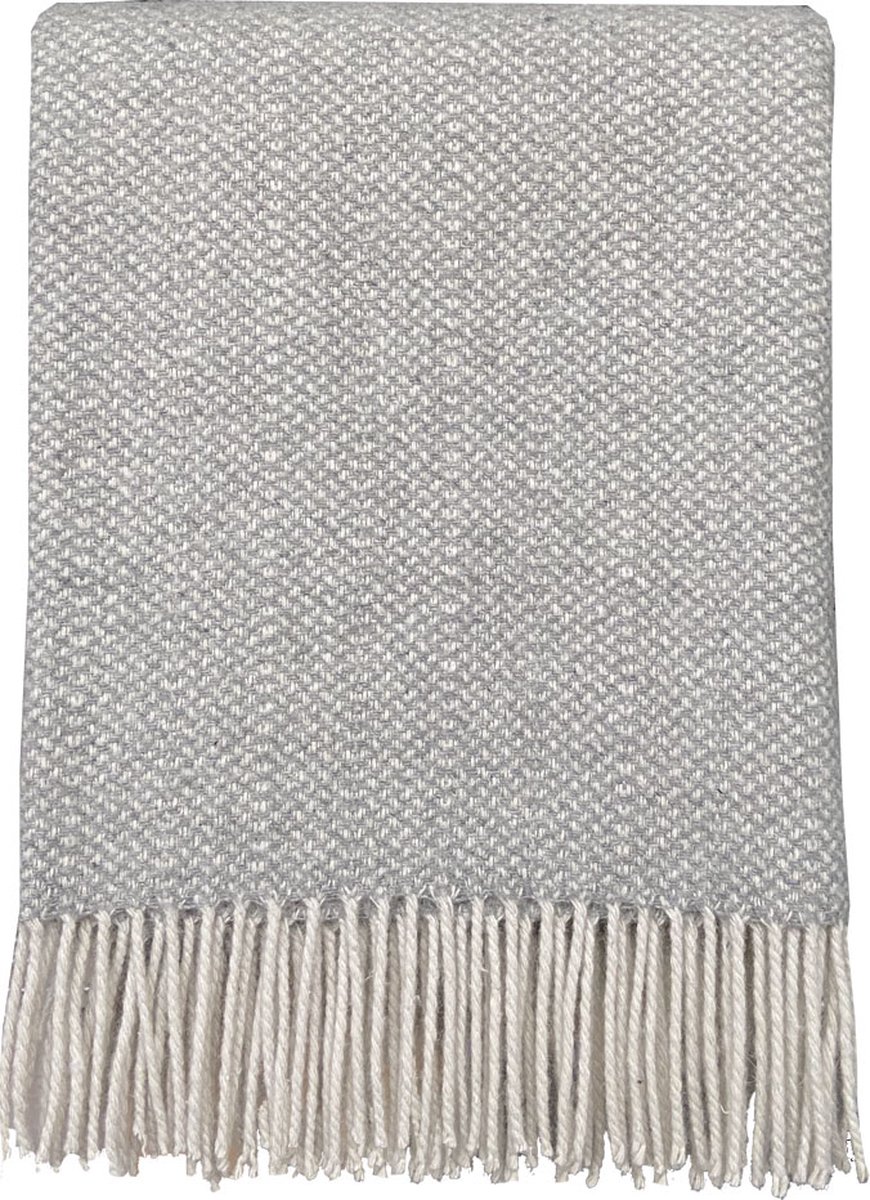 Natural grey structure recycled wool throw