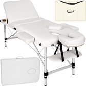 Table de massage mobile en aluminium à 3 zones de couleur blanche + sac de transport