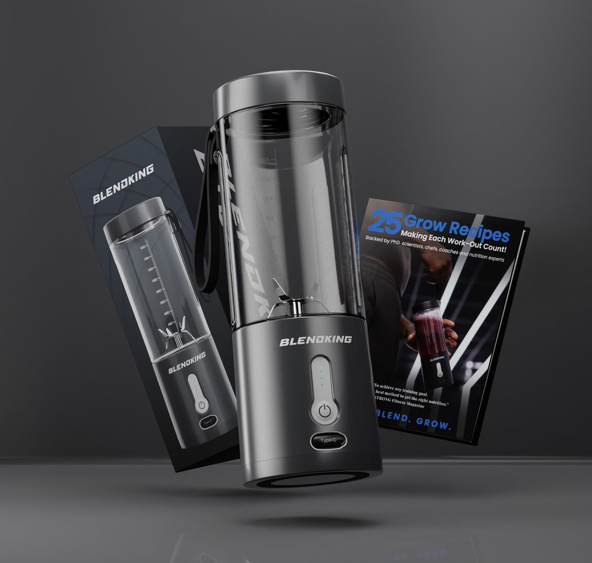 Vklopdsh Draagbare Blenders, Personal Size Blender Smoothies En Shakes Mini Blender 4000 Mah Usb Oplaadbaar Met Zes Messen