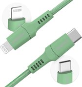 iMoshion Geschikt voor Lightning naar USB C Kabel - 1 meter - Oplaadkabel geschikt voor iPhone 11/12/13/14 - Stevig gevlochten materiaal - Groen