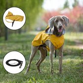 Geweo Regenjas Hondenkleding - Hondenjas Jas - Honden Hond Hondenkleding - Met aanlijn ringKleine Hond - Waterafstotend - Maat M - Trektouw 1.5 M - Geel