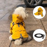 Geweo Raincoat Dog Clothes - Dog Coat Jacket - Chiens Puppy Dog Clothes - Avec anneau de laissePetit Chien - Hydrofuge - Taille L - Rouge - Corde de traction 1,5 M - Jaune