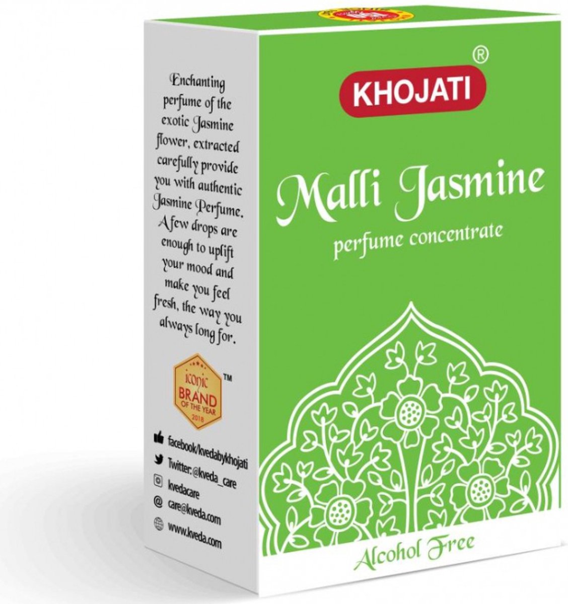 Kveda - Malli Jasmine perfume concentrate - Alcohol free - Net Content 6 ml