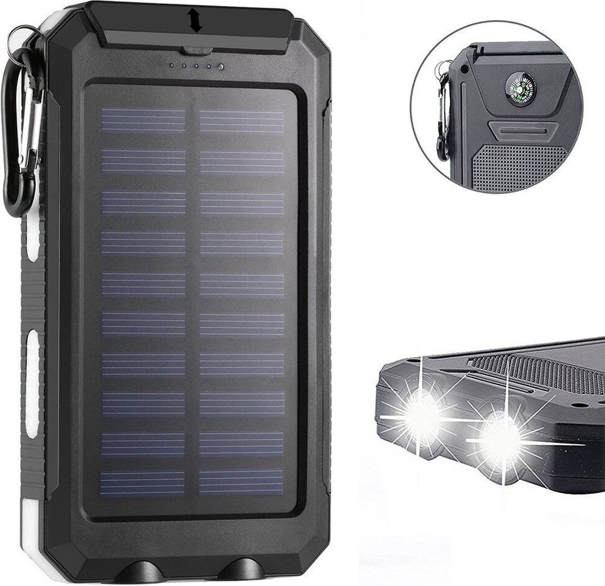 Solar world - powerbank met zonnepaneel - geschikt voor iphone -geschikt voor samsung- zonneenergie - 10000mah - powerbanks -noodpakket- solar -