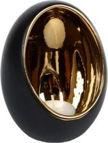 Gifts Amsterdam    Theelichthouder    Pim   Egg    12,5 Cm    Keramiek Goud en zwart