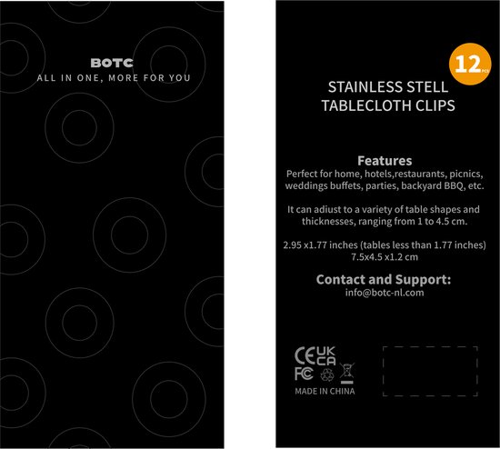 Pinces à Pinces à nappe BOTC - 12 pièces - Pinces de Pince-nappes robustes pour nappe - Poids de nappe - Acier inoxydable