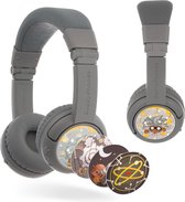 BuddyPhones PlayPlus Koptelefoon kinderen - kinder Koptelefoon Draadloos - 75/85/94 DB volumelimiet – Gehoorbescherming kinderen – Actieve ruisonderdrukking - Bluetooth - 20 uur batterijduur - Zachte Oorkussens - Grijs