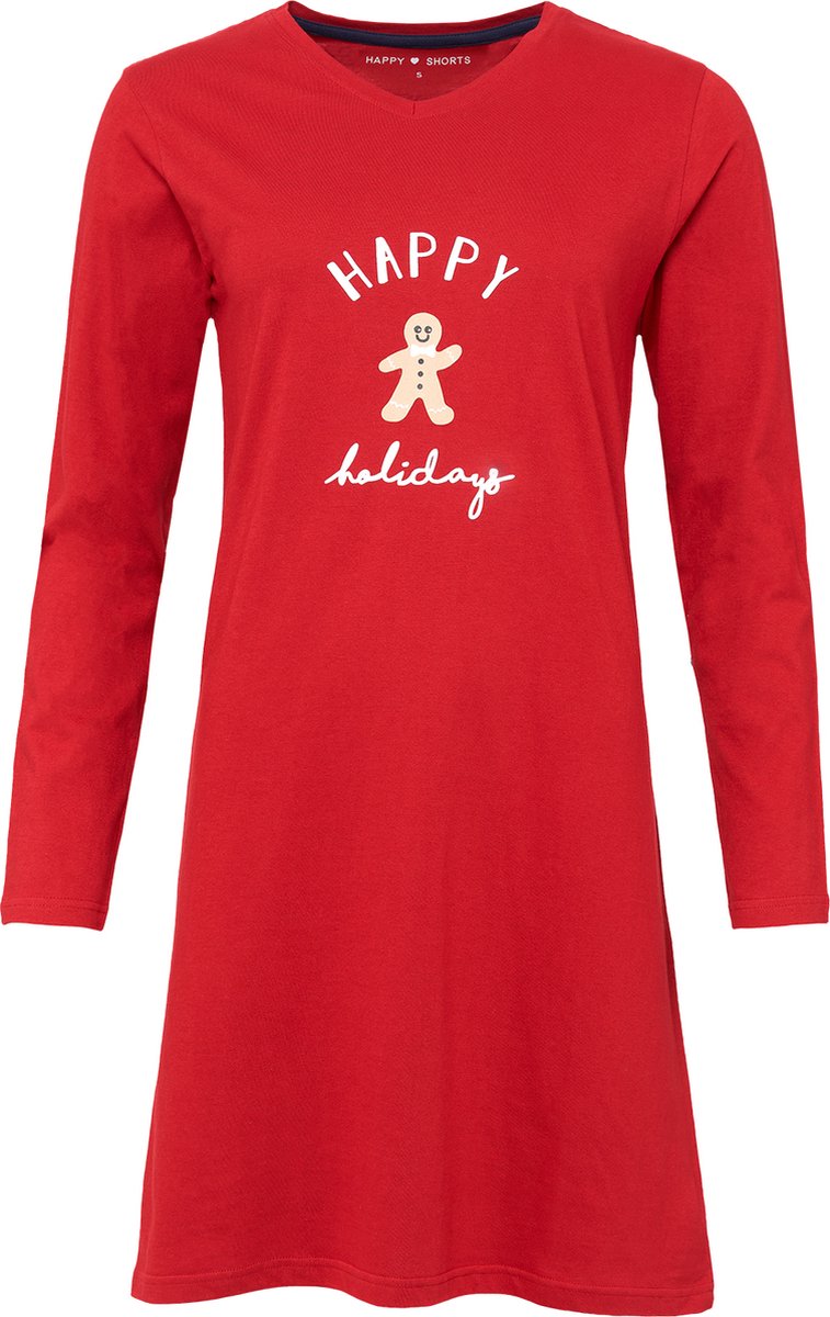 Happy Shorts Dames Nachthemd Kerst Rood