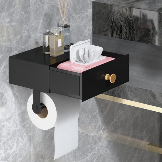 Distributeur De Papier Toilette Rose Sans Perçage Avec étagère, Porte