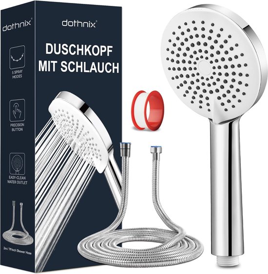 Douchekop met slang 2 m douchekop Waterbesparend 5 straalsoorten
