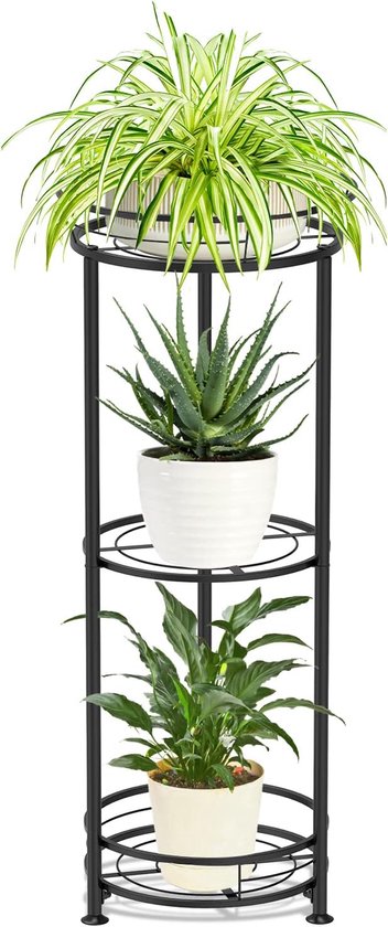 Support de plante en métal à 3 niveaux d'intérieur 80 cm noir haut étagère  à fleurs... | bol