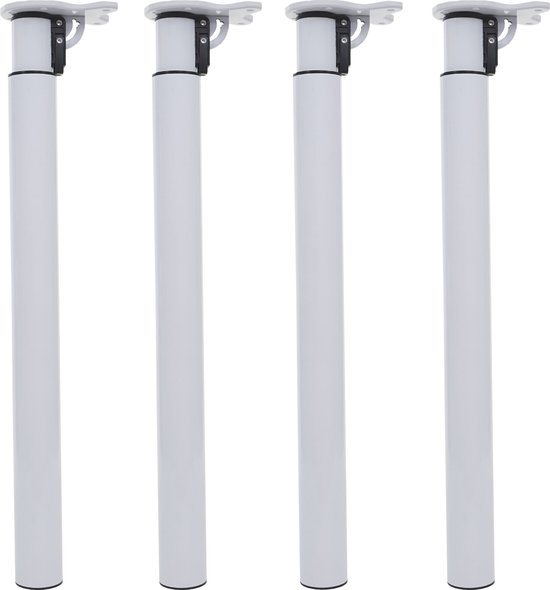 Set van 4 tafelpoten MCW-H35 voor bureau Tafelpoot inklapbaar draaimechanisme in hoogte verstelbaar 70-110cm ~ wit