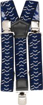 bretels heren - Bretels - bretels heren volwassenen - bretellen voor mannen - bretels heren met brede clip -Blauw-Wit