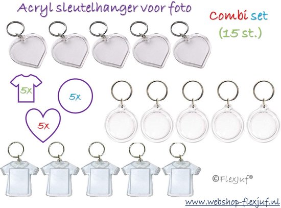 Foto: Sleutelhanger foto transparant diy combi set 15 st uitdeel traktatie knutselen