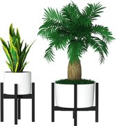 Midcentury Verstelbare plantenstandaard, metaal, zwart, 20-35 cm, modern, voor potplanten binnen en buiten, voor kamerhoek, balkon, terras, binnenplaats