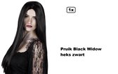 Luxe Pruik Black Widow heks zwart - Halloween horror griezel heksen thema feest scary fun