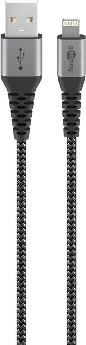 Goobay 8-pins Lightning naar USB-A kabel - USB2.0 - tot 12W / nylon - 0,50 meter