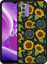 Cazy Hoesje Zwart geschikt voor Nokia G42 Sunflowers