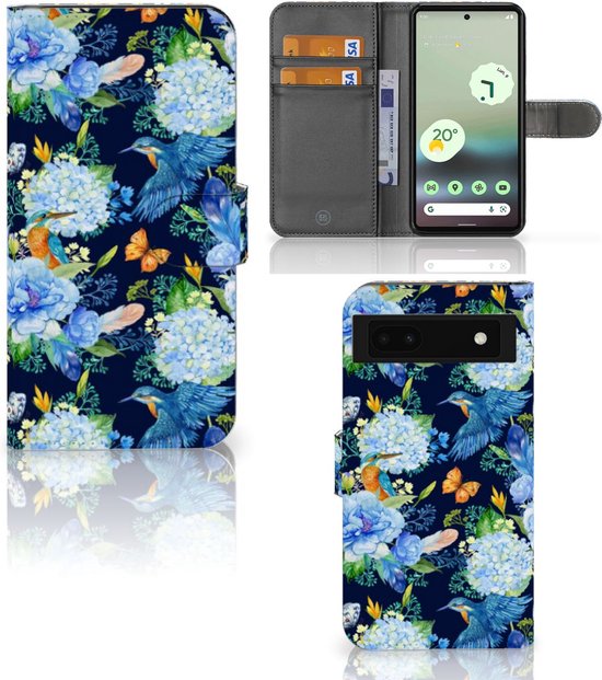 Étui de téléphone avec cartes adapté au Google Pixel 6A Kingfisher