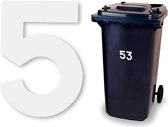 Huisnummer kliko sticker - Nummer 5 - Klein wit - container sticker - afvalbak nummer - vuilnisbak - brievenbus - CoverArt