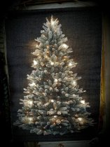 Tissu mural en lin grand sapin de Noël avec éclairage LED. 66x110cm. 3 piles AA. Décoration murale. tapisserie. Peinture sur corde. Avec des lumières. Noël. Cadeau.
