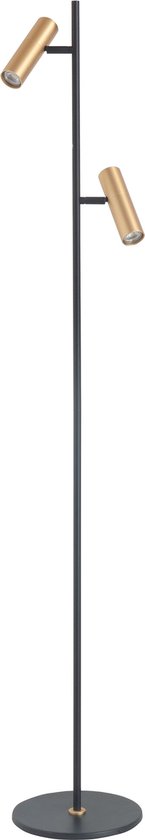Trend Leeslamp 2 lichts h:141 cm zwart/goud mini koker - Modern - Highlight
