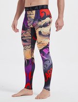 Mannen Sneldrogende Cool Compressie Fit Panty Leggings Tailleband - Sportleggins - kleur Blood Moon - maat S
