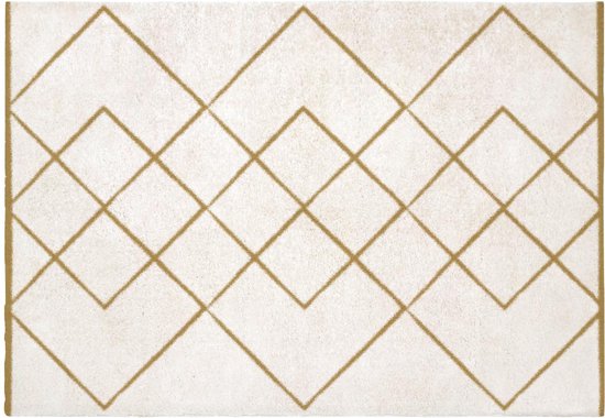 OZAIA Berbers shaggy tapijt - 160 x 230 cm - Wit en goudkleurig - PRYSMI L 230 cm x H 3.5 cm x D 160 cm
