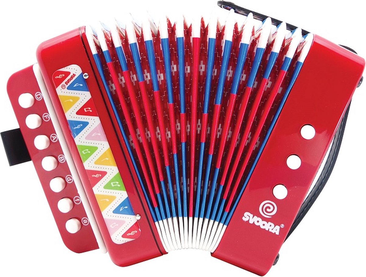 Accordion rood, 7 toetsen (14 noten)