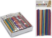 40x stuks ronde multi-color kleur hobby knutselen houtjes/ijslollie stokjes 15 x 0.5 cm - Knutselstokjes/sticks