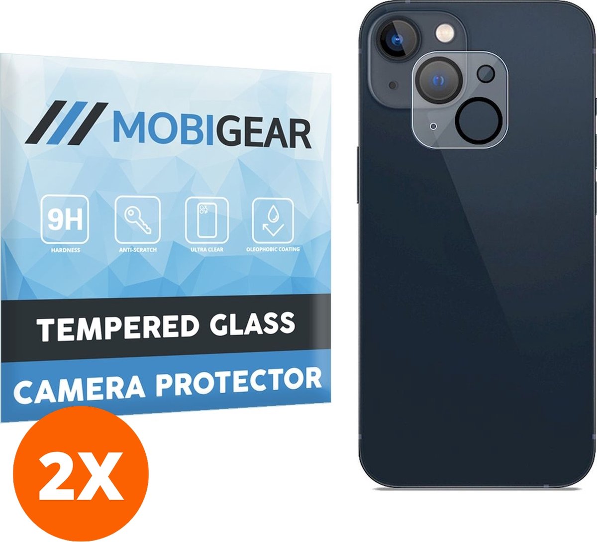 Mobigear Screenprotector geschikt voor Apple iPhone 13 Glazen | Mobigear Camera Protector - Case Friendly (2-Pack)