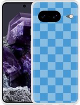 Cazy Hoesje geschikt voor Google Pixel 8 Blauw Dambordpatroon