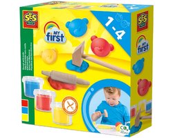 foto van SES - My First - Klei met tools - 3 kleuren - met hamertje en deegroller - hypoallergeen - makkelijk uitwasbaar