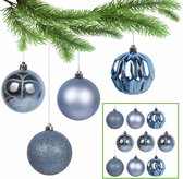 Boules de Noël bleues, lot de boules de Noël en plastique, décorations pour sapin de Noël 8 cm, 9 pcs.