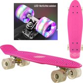 Sajan - Skateboard - LED - Penny board - Roze - 22.5 inch - 56cm - Skateboard met Verlichting - Diverse Kleuren