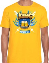 Bellatio Decorations wintersport verkleed t-shirt heren - king of the apres ski - geel - bier L