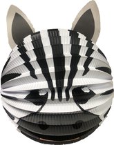 Haza Lampion zebra - 20 cm - zwart/wit - papier - Sint maarten/kinderfeestje lampionnen