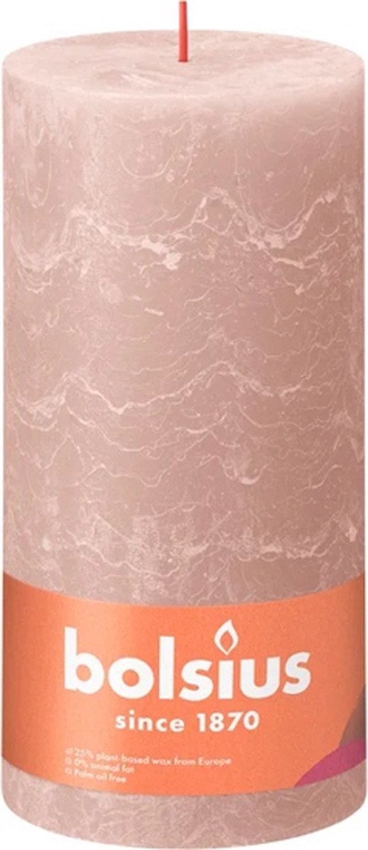 Bolsius 4 stuks Bolsius poeder roze rustiek stompkaars 200/100 (125 uur) Misty Pink