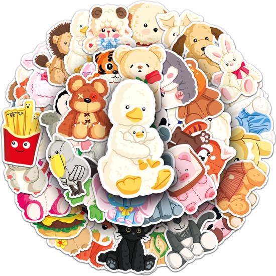 Dierensticker | Set van 50 waterdichte 's cartoon dieren stickers, huisdier stickers voor gitaar, fiets, creatieve ornamenten voor skateboard bagage koelkast