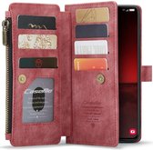 CaseMe C30 Hoesje Geschikt voor Samsung Galaxy S23 | Wallet Zipper Book Case met Pasjeshouder | Beschermhoes met Portemonnee | Rood