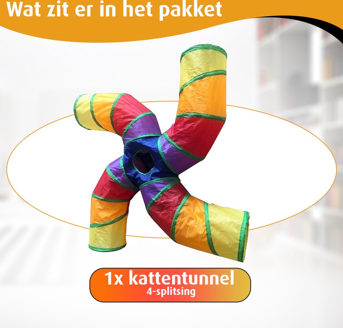 Kattentunnel - 4 Gangen - Konijnentunnel - Speeltunnel - Kattenspeelgoed - Kattenspeeltjes - Kruiptunnel - Huisdier - Kat - Konijn - Konijnenspeelgoed — afbeelding 3