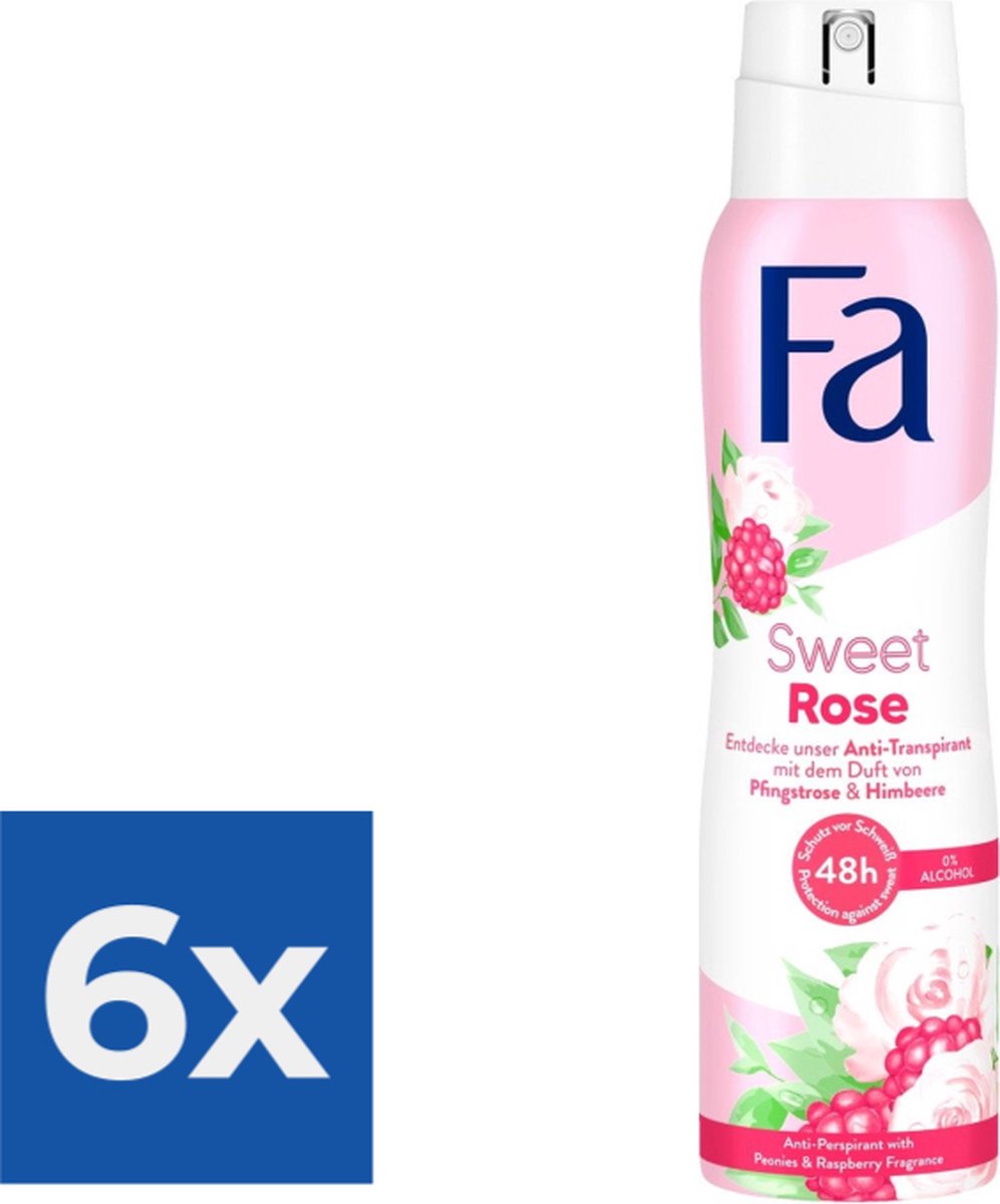 Goedkoopste Fa Deospray Sweet Rose 150 ml - Voordeelverpakking 6 stuks