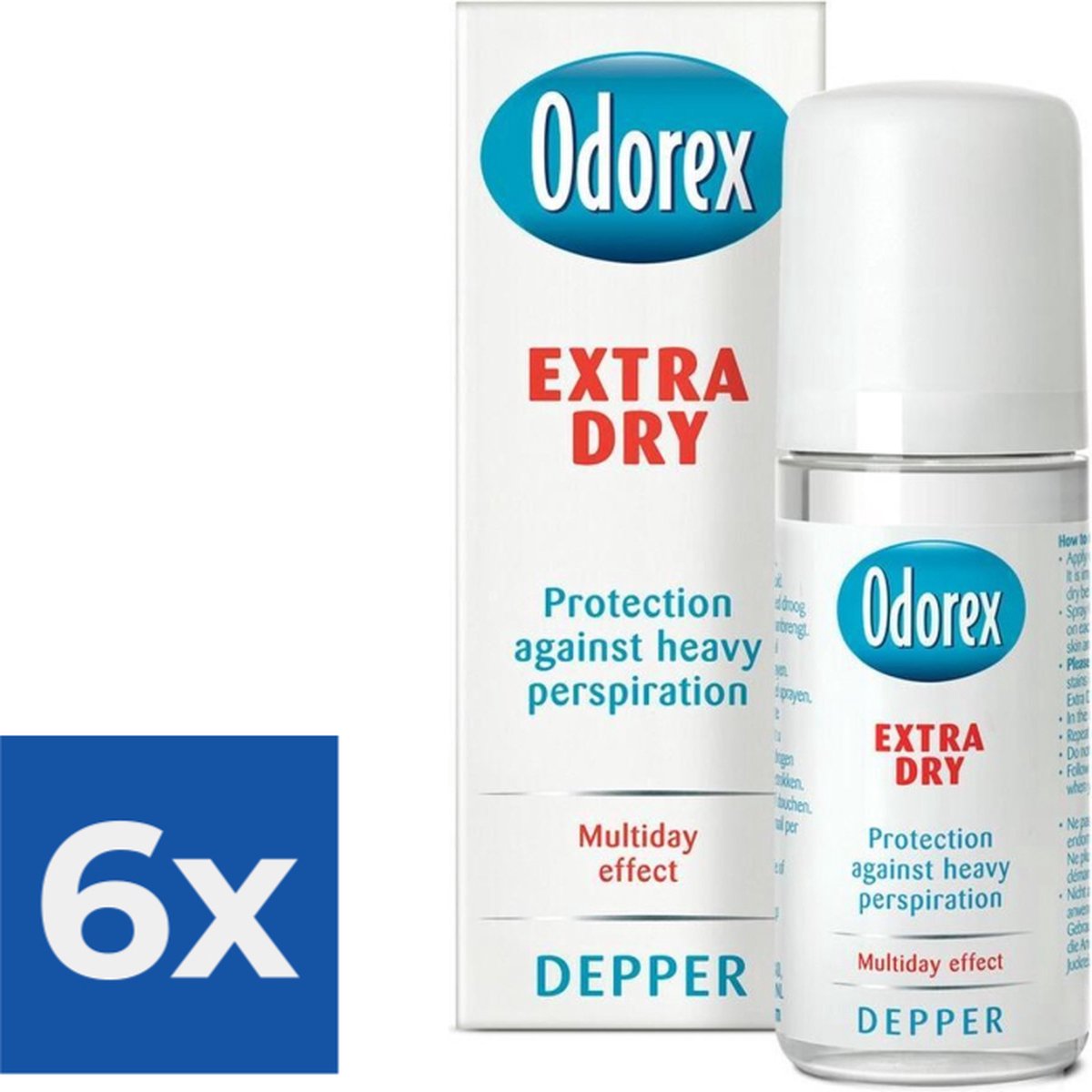 Goedkoopste Odorex Extra Dry Depper - 50 ml - Deodorant - Voordeelverpakking 6 stuks