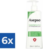 Asepso - Hygienic Fresh - Antibacteriële Handzeep/Zeeppomp - 250ml - Voordeelverpakking 6 stuks