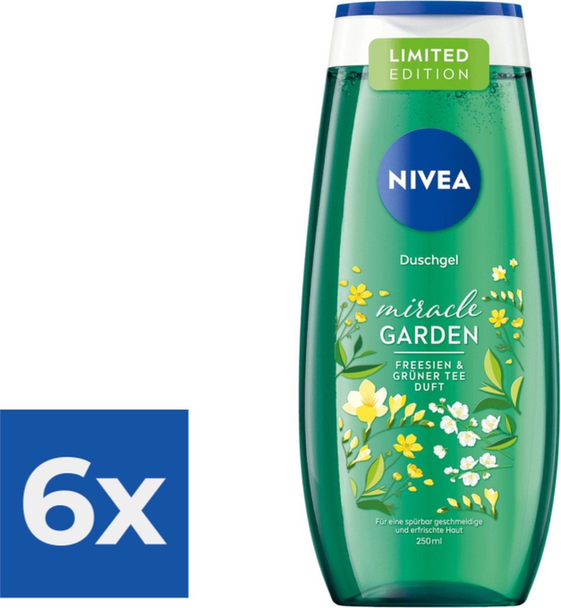 Goedkoopste Nivea Douchegel  Freesia & Groene Thee 250 ml - Voordeelverpakking 6 stuks