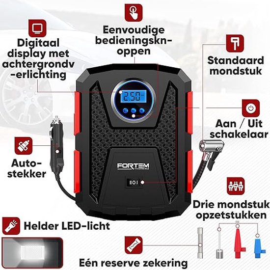 Autobanden Pomp - Multifunctionele Compressor - Bandenpomp - Draagbare Auto Pomp — afbeelding 4