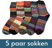 Retro Sokken Set - 5 paar Wollen Winter Sokken - Maat 37-42 - Vintage Sokken dames/heren