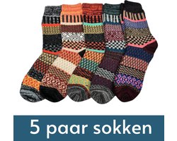 Retro Sokken Set - 5 paar Winter Sokken met Wol - Maat 37-42 - Vintage Sokken dames/heren