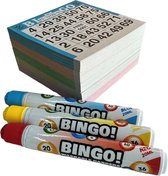Jeu de Cartes de bingo et de marqueurs de bingo - 5x 100 couleurs différentes Bloc de bingo 1- 75 - 3x tampons de Bingo