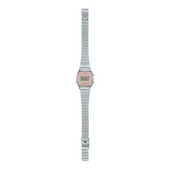 Montre Casio LA670WEA - Mixte, Design Rétro, Bracelet Acier, Fonctions Chrono/alarme